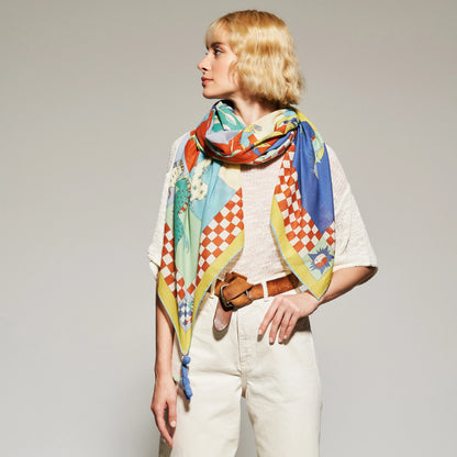 Equine Harmony Cotton Scarf - 137x137 cm