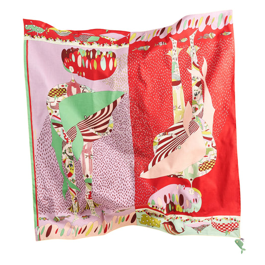 Song of the Deep Cotton Scarf - 137x137 cm