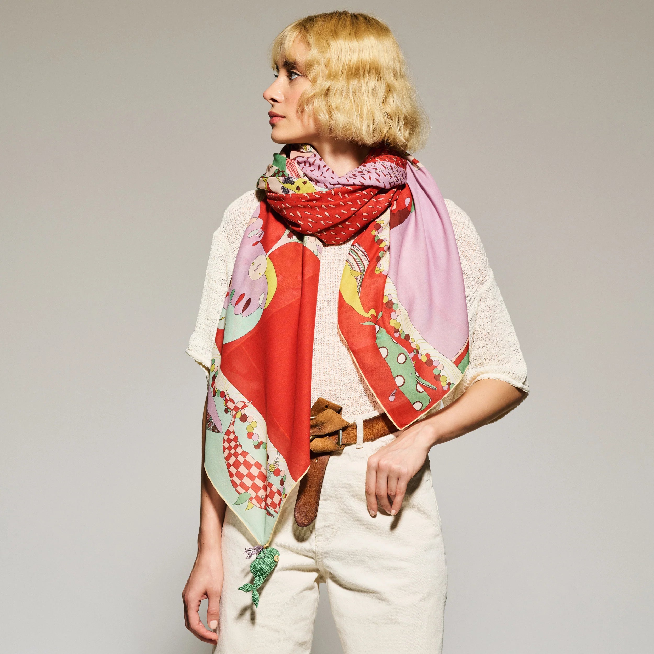 Song of the Deep Cotton Scarf - 137x137 cm