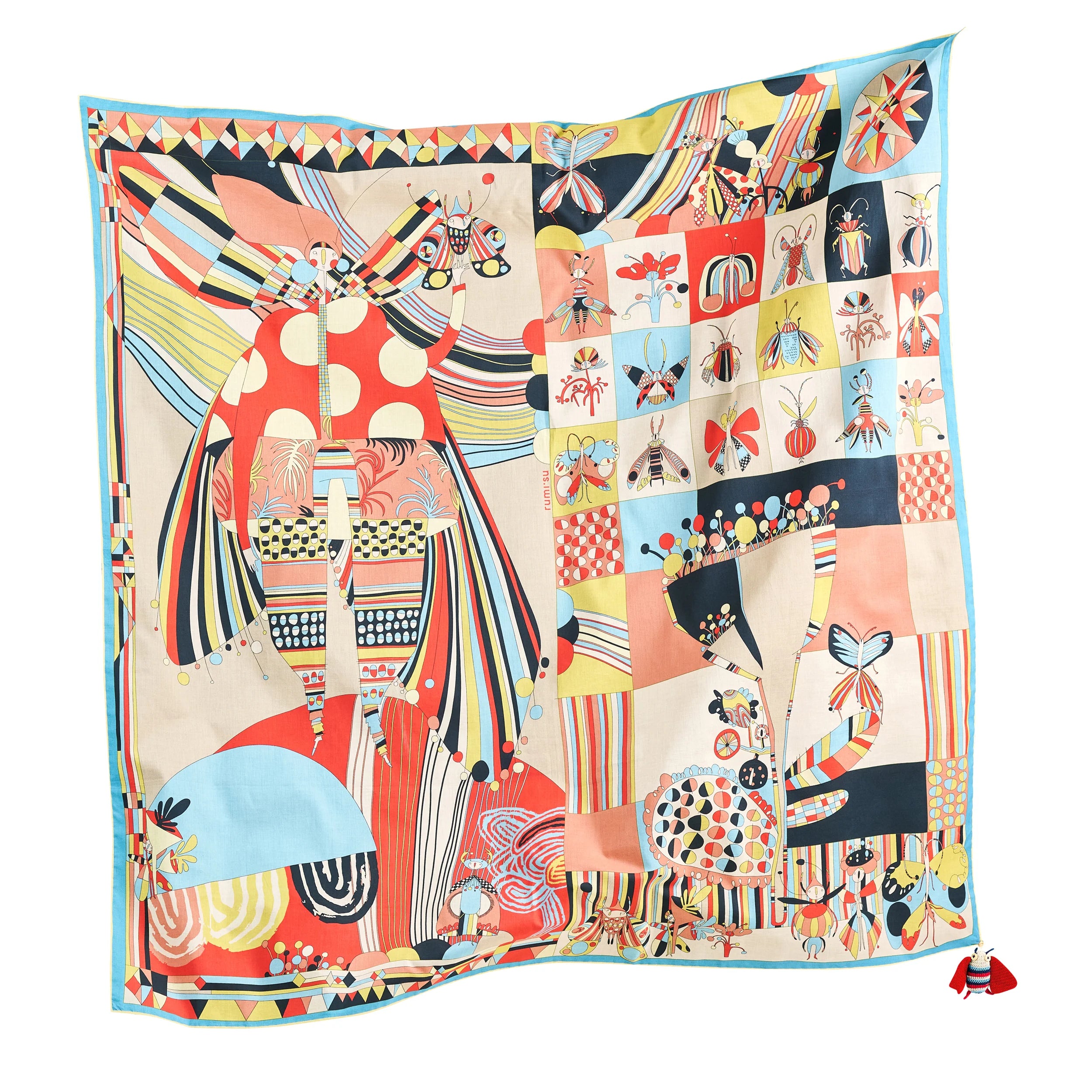 Creepy Crawly Cotton Scarf - 137x137 cm