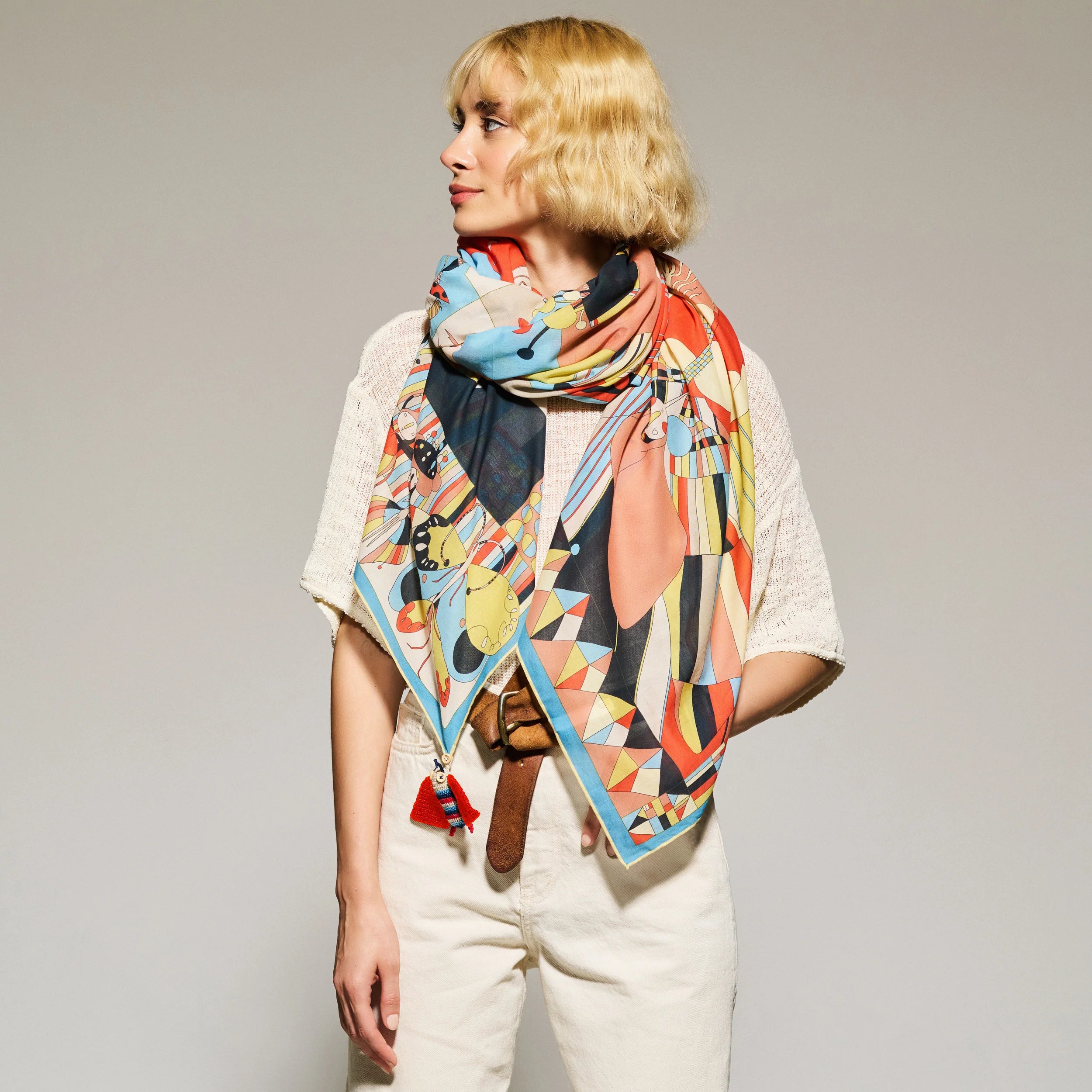 Creepy Crawly Cotton Scarf - 137x137 cm