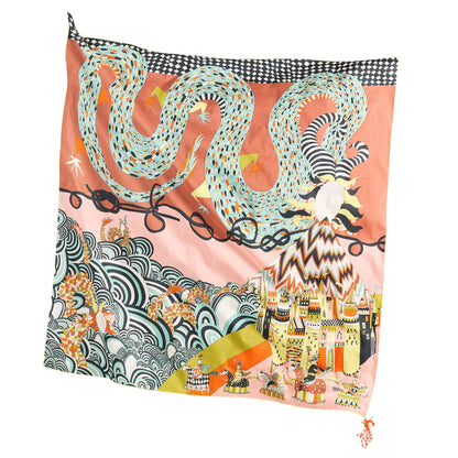 The Dragon Speaks Cotton Scarf - 137x137 cm