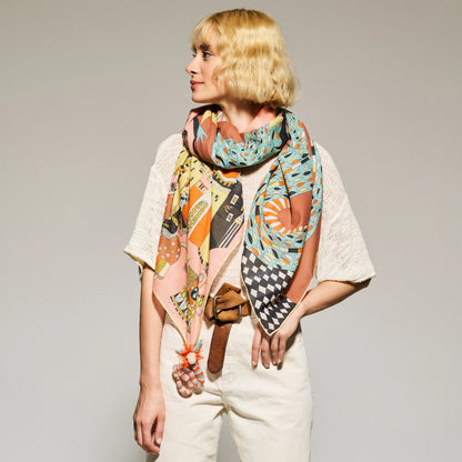 The Dragon Speaks Cotton Scarf - 137x137 cm