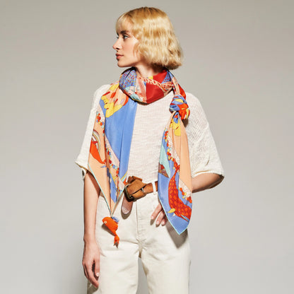 Song of the Deep Silk Scarf - 137x137 cm