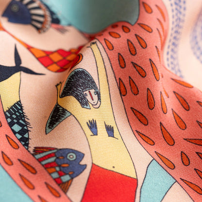 Song of the Deep Silk Scark - 105x105 cm