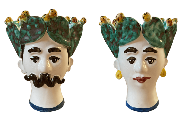 Les Ottomans Sicily Cactus Porcelain Vase - Set of 2