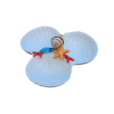 Les Ottomans Porcelain Seashells 3 Appetizer Platter
