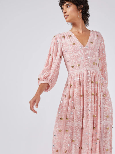 Gitana Embroidered Viscose Volume Maxi Dress