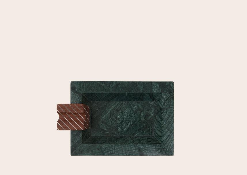 Nada Debs Rectangular Marble Ashtray - Green