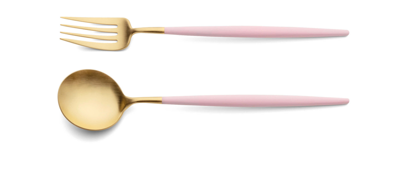 Goa Cutlery Serving Fork & Spoon - Gold