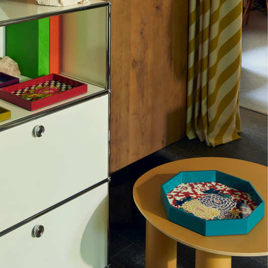 Arabesque Corolla Geranium Natural Octagonal Tray