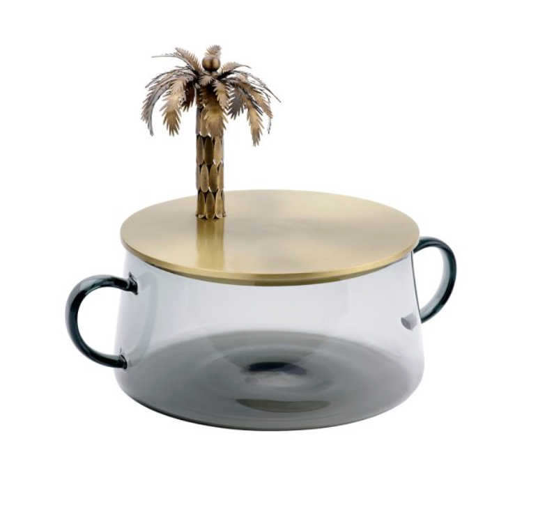 Zarina Palm 3D Canister - Gray