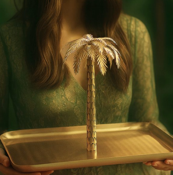 Zarina Palm Pop of Color Tray with Handles