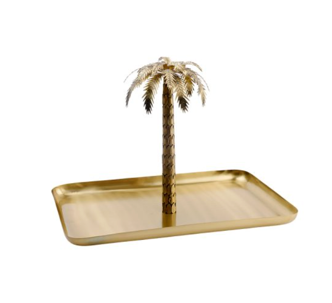 Zarina Palm Pop of Color Tray with Handles