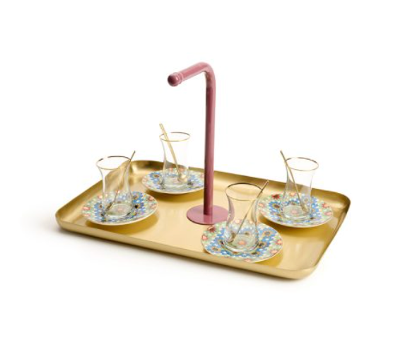 Zarina Palm Pop of Color Tray with Handles