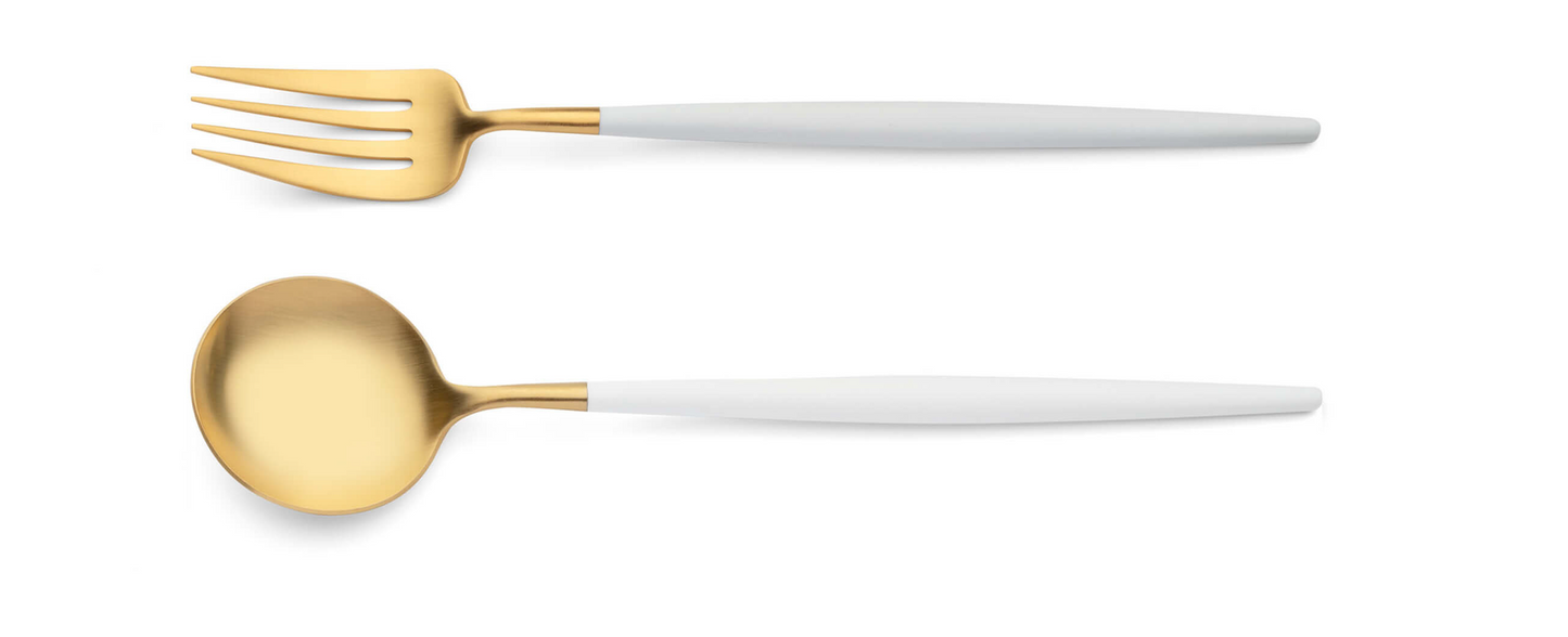 Goa Cutlery Serving Fork & Spoon - Gold