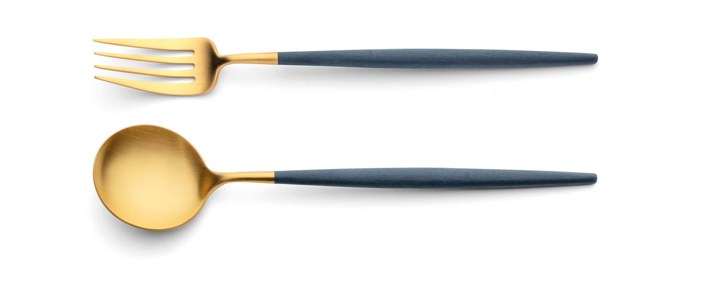 Goa Cutlery Serving Fork & Spoon - Gold