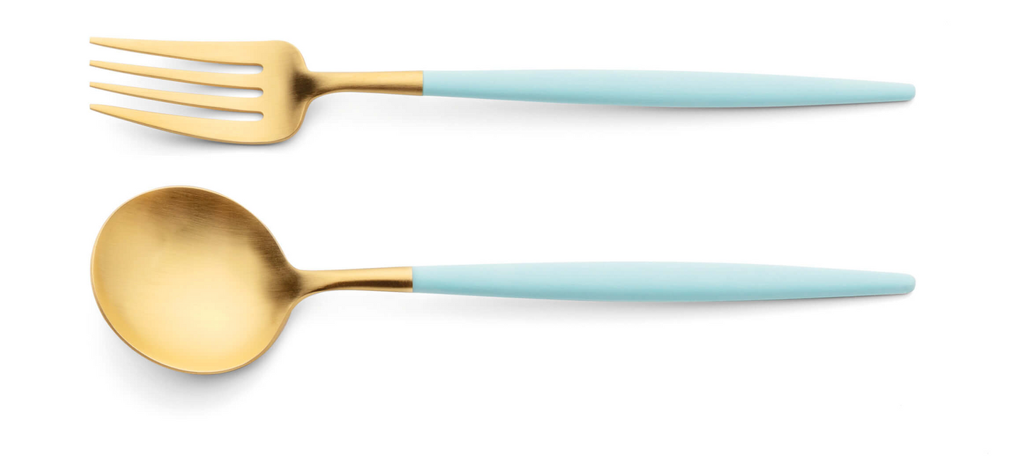 Goa Cutlery Serving Fork & Spoon - Gold