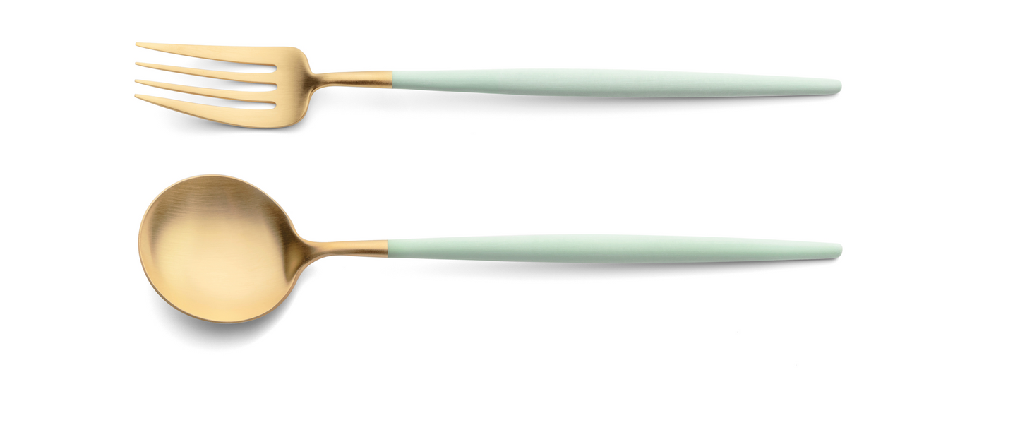 Goa Cutlery Serving Fork & Spoon - Gold