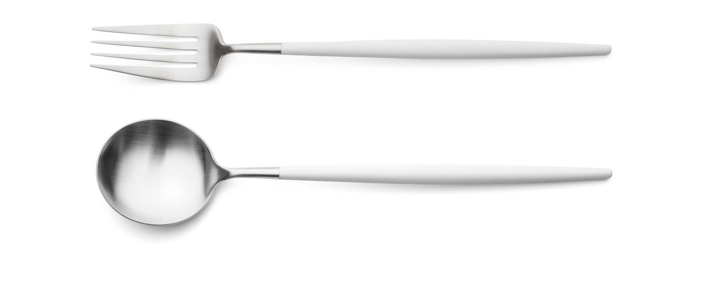 Goa Cutlery Serving Fork & Spoon - Silver