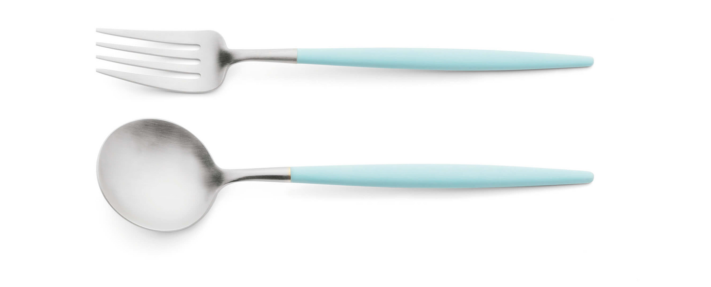 Goa Cutlery Serving Fork & Spoon - Silver