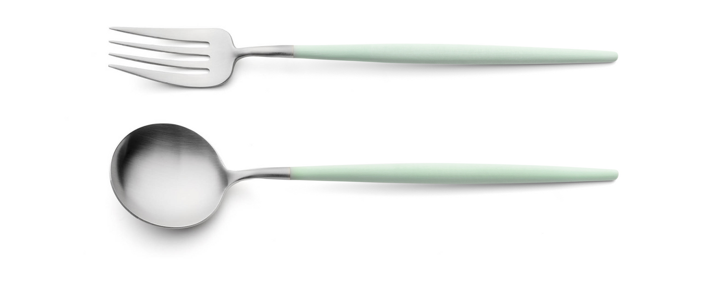 Goa Cutlery Serving Fork & Spoon - Silver