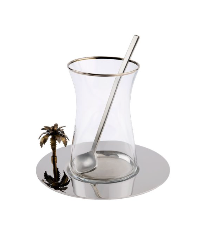 Zarina Silver 3D Palm Tea Cups - Set of 6