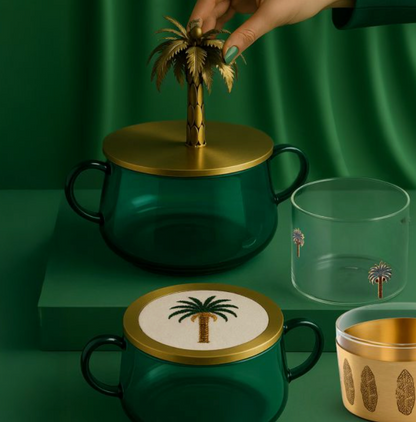 Zarina Palm 3D Canister - Green