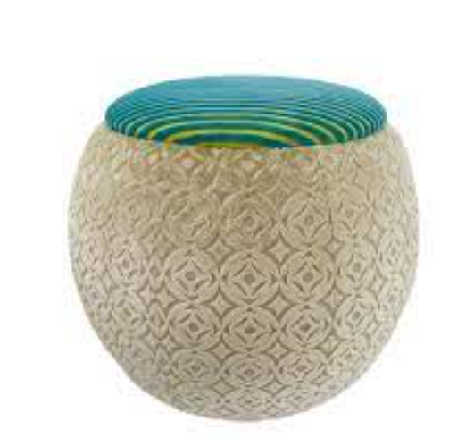 Maison Mishmashi Queen Pouf Chair - Blue & Lime Velvet