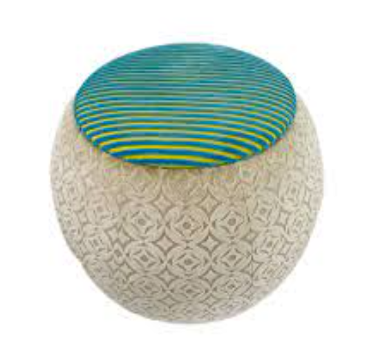 Maison Mishmashi Queen Pouf Chair - Blue & Lime Velvet