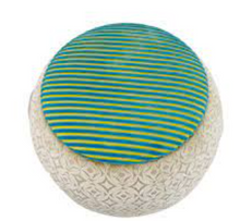 Load image into Gallery viewer, Maison Mishmashi Queen Pouf Chair - Blue &amp; Lime Velvet
