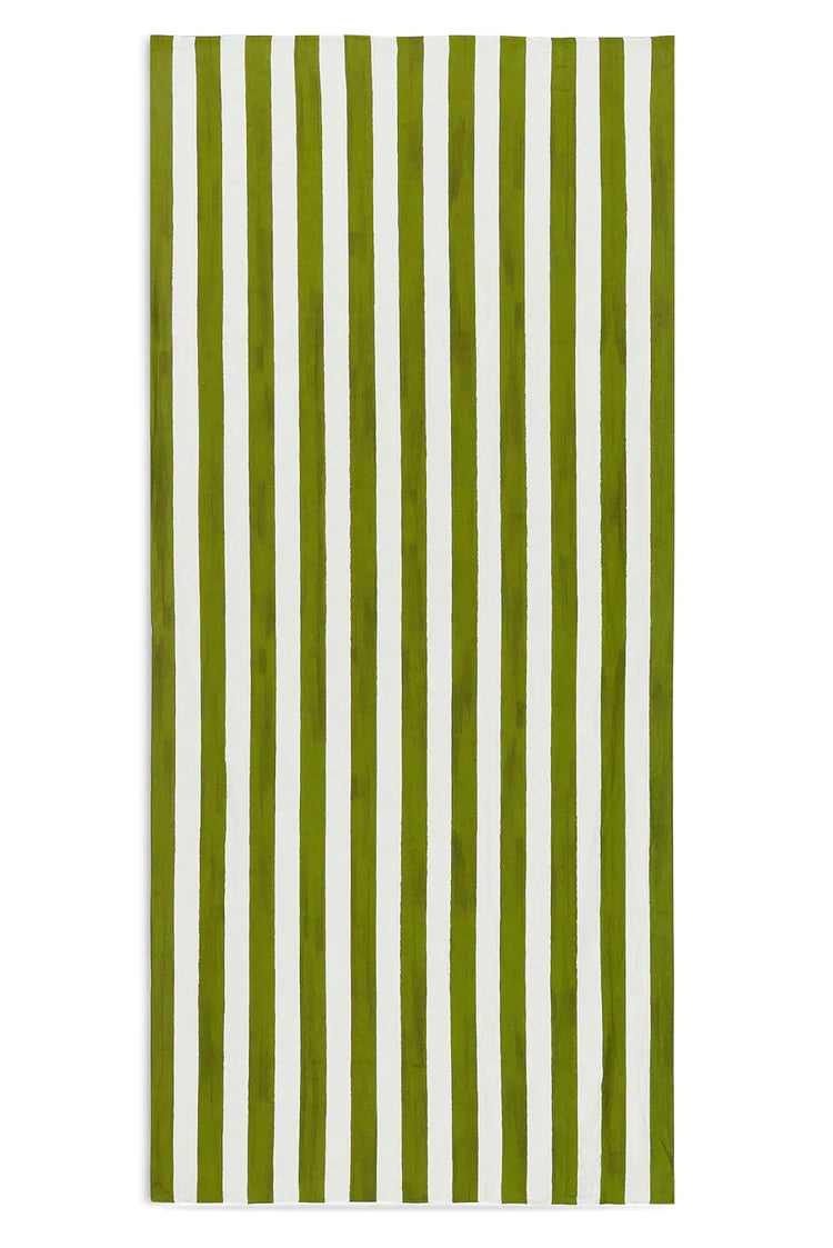 Stripe Linen Tablecloth - Green & White