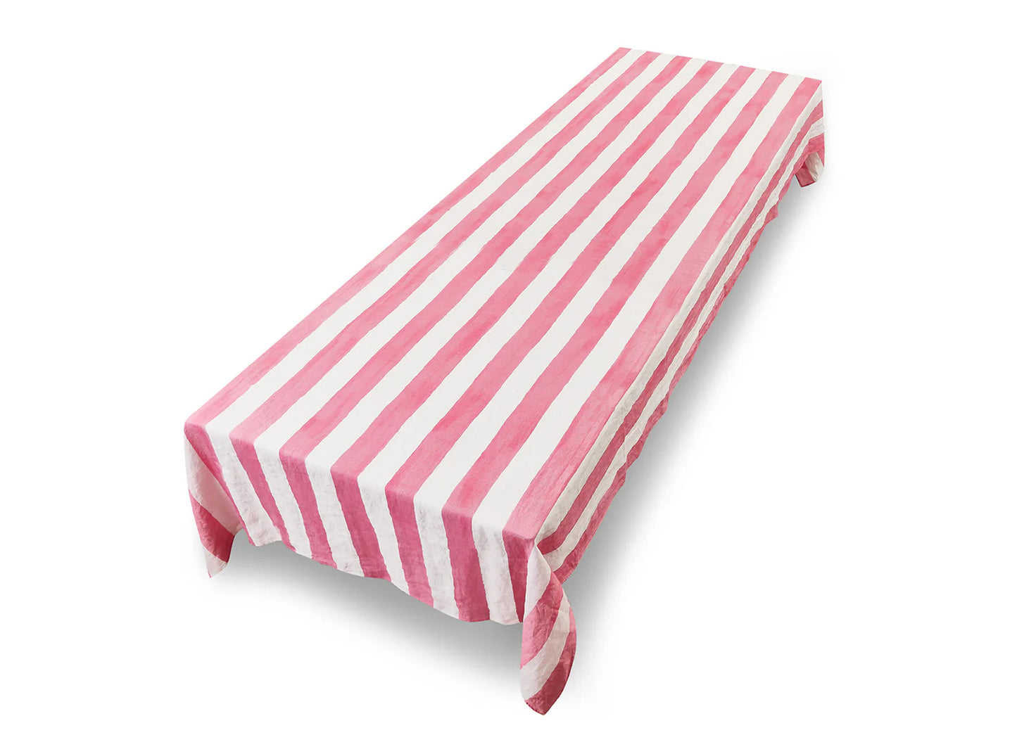 Stripe Linen Tablecloth - Pink & White