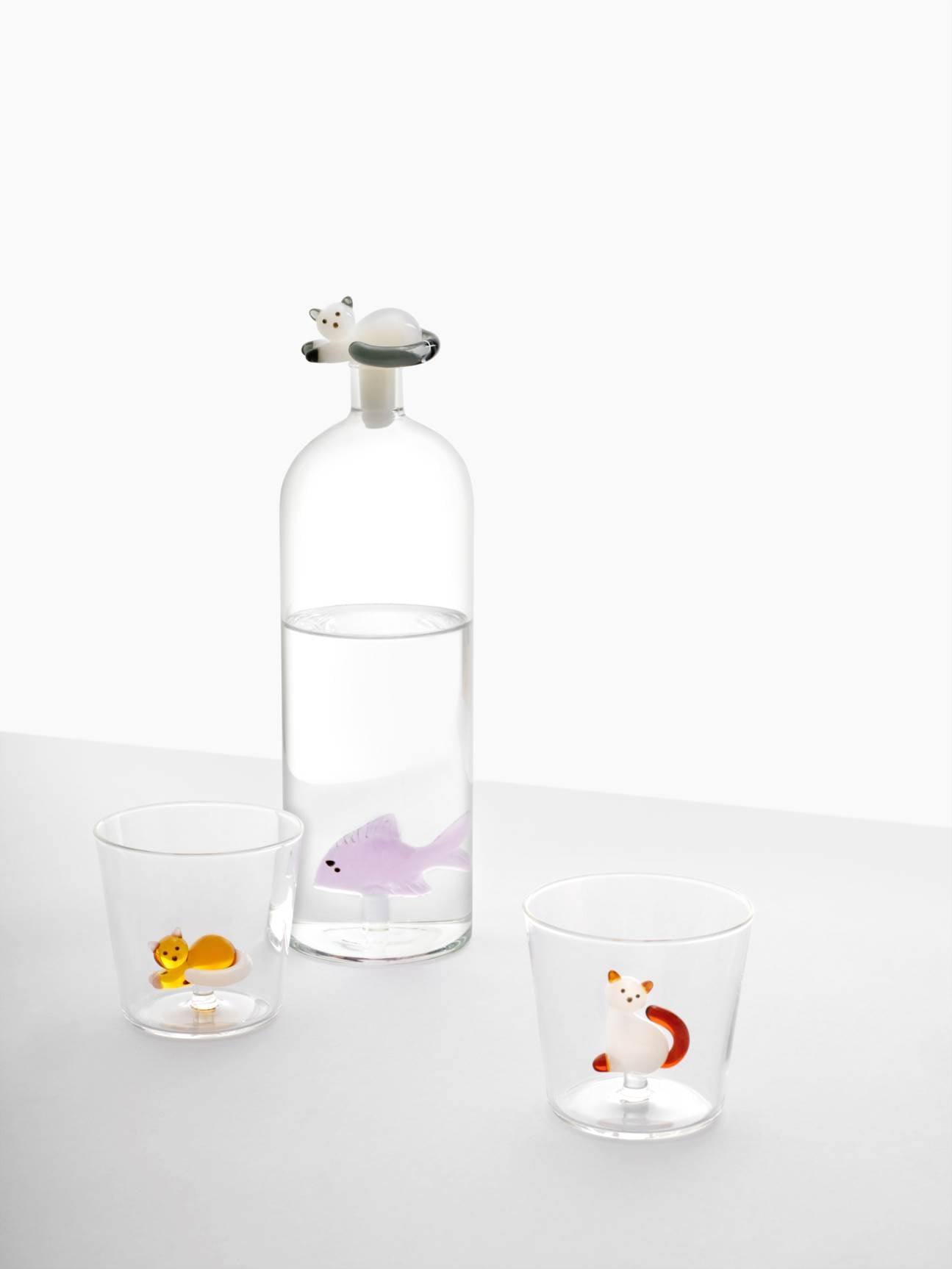 Ichendorf Bottle Pink Fish & White Cat