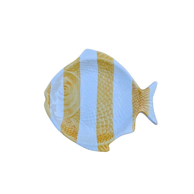Fish Shaped Hand Painted Ceramic Plate Yellow