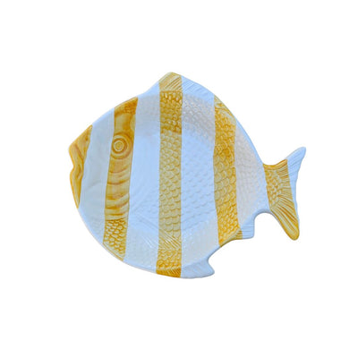 Fish Shaped Hand Painted Ceramic Plate Yellow