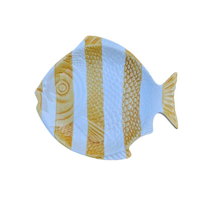 Fish Shaped Hand Painted Ceramic Plate Yellow