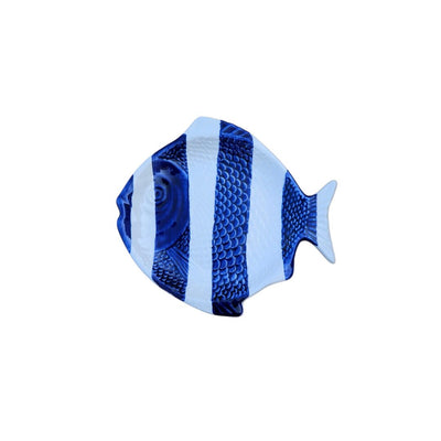 Fish Shaped Hand Painted Ceramic Plate Blue