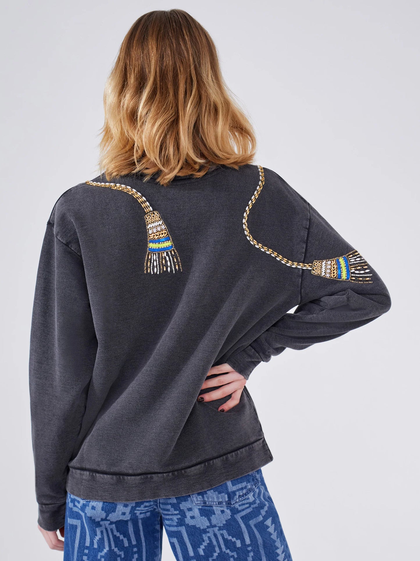 Hayley  Menzies Tassel Beaded Sweatshirt