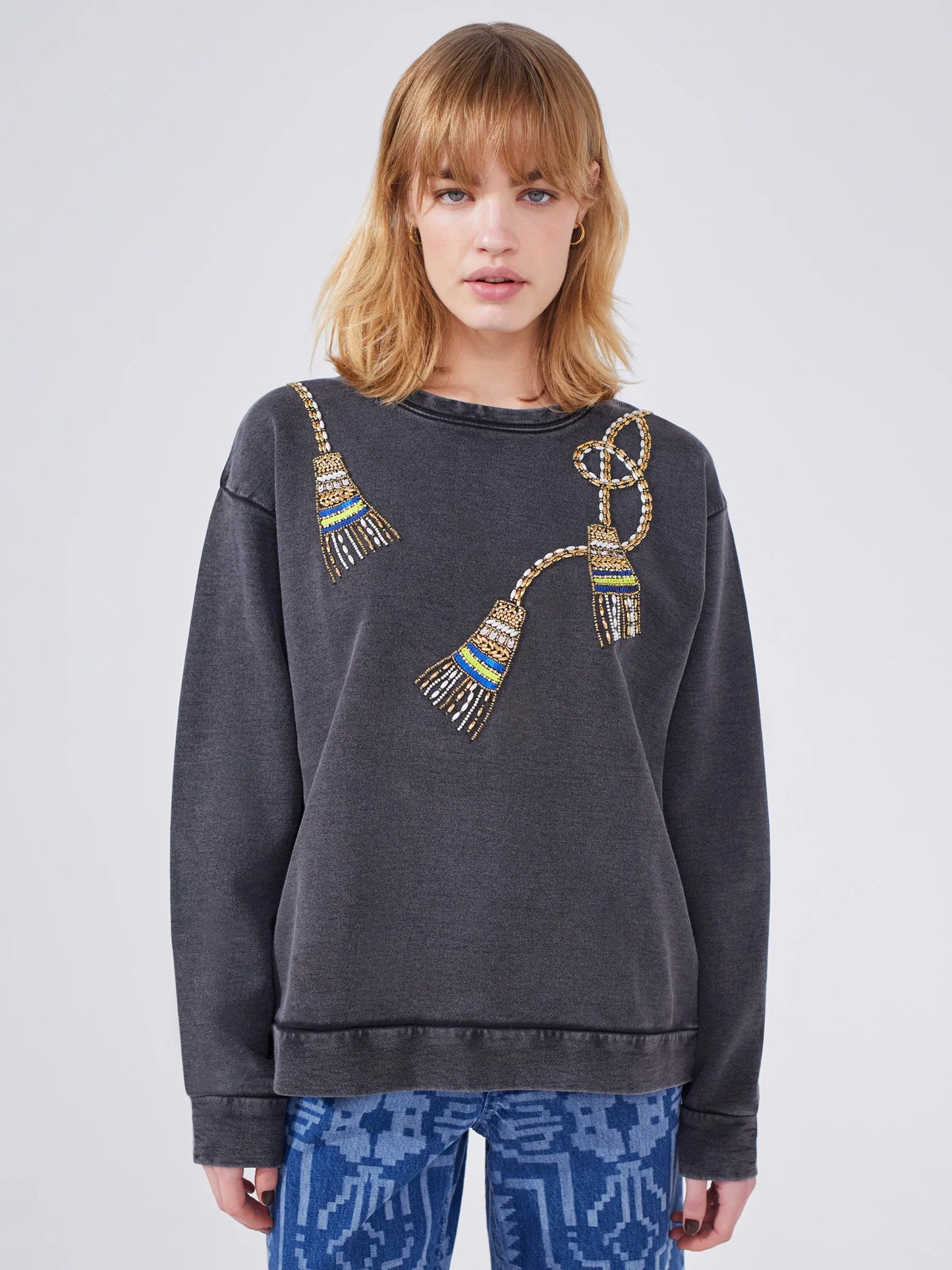 Hayley  Menzies Tassel Beaded Sweatshirt