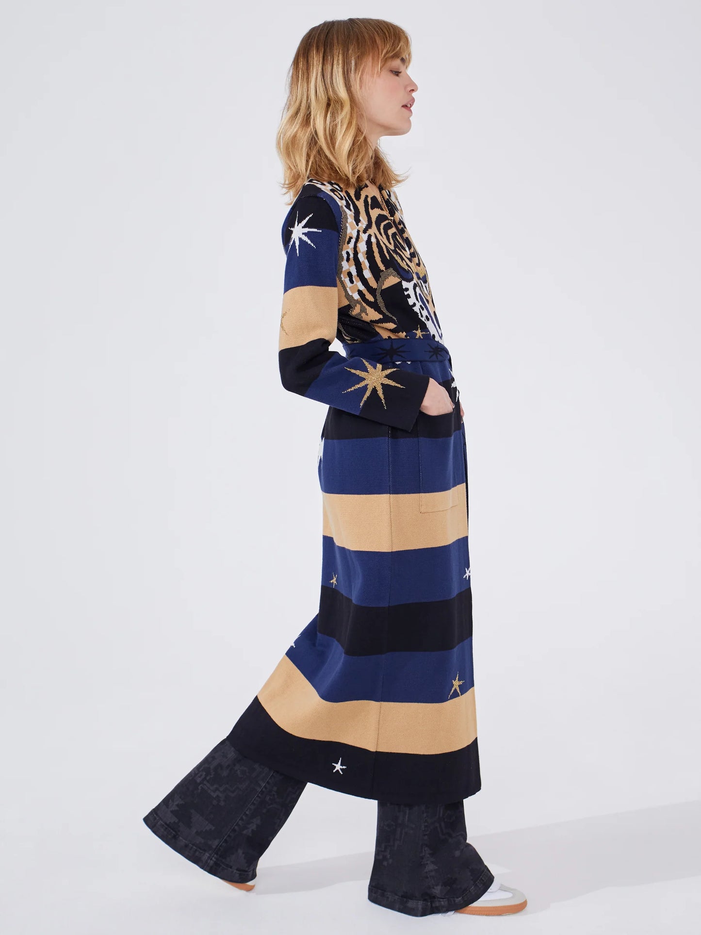 Hayley  Menzies Tiger Cotton Jacquard Duster Navy