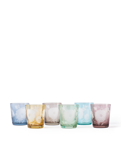 Pols Potten Multicolored Peony Glasses - Set of six