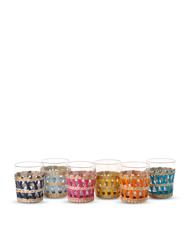 Pols Potten Multicolour Reed Glasses - Set of six