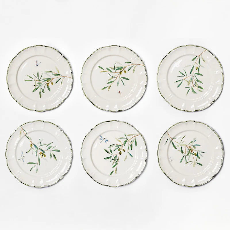 Olive Branch Dessert Plates - Set of 6