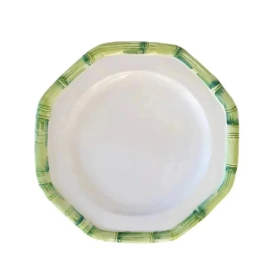 Les Ottomans Bamboo Porcelain Salad Plate - Green