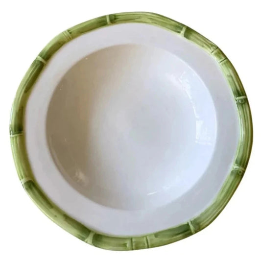 Les Ottomans Bamboo Porcelain Soup Plate - Green