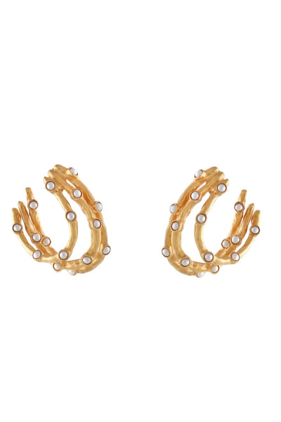 Multi Wave Hoops Earrings with Mini Pearls