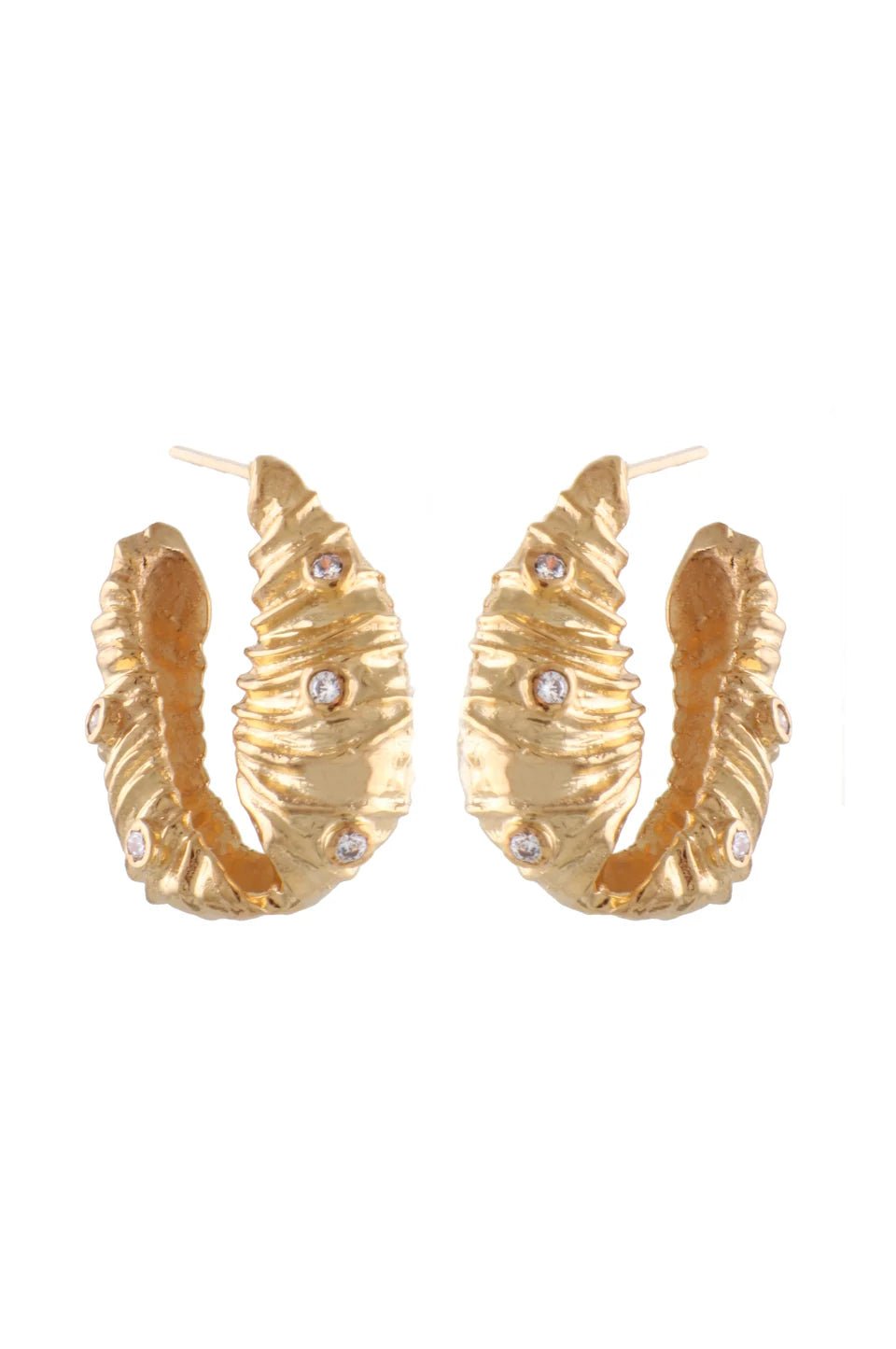Seashells Hoops Earrings with Pave Stones