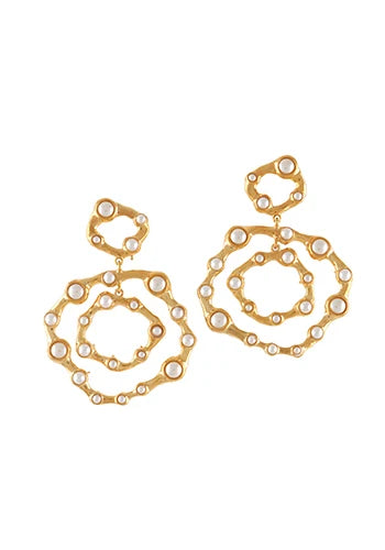 Statement Round Earrings with Pearls