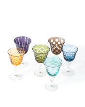 Load image into Gallery viewer, Pols Potten Multicolored Cutting Wine Glasses - Set of six
